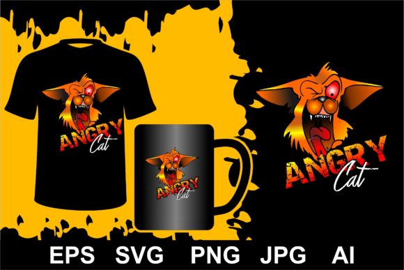 Angry Cat Design - Tshirt Design