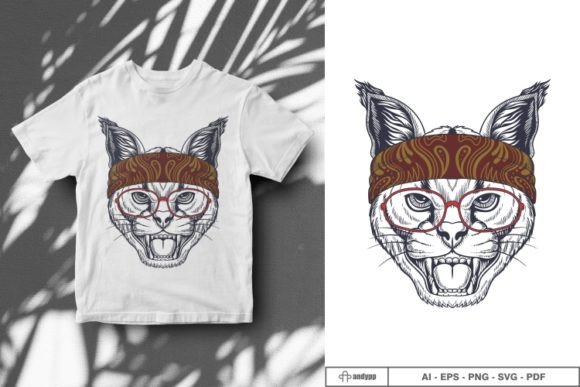 Caracal Wild Cat Hand Drawn