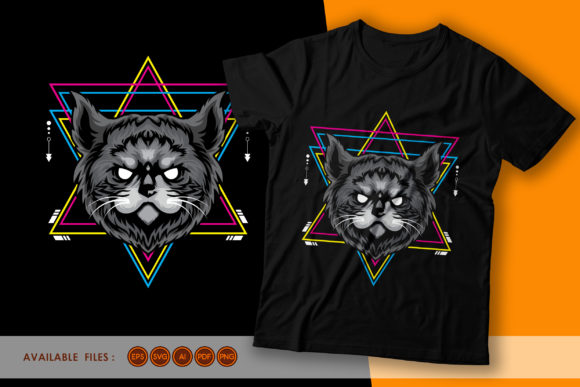 Cat Head Sacred Geometry Illustration