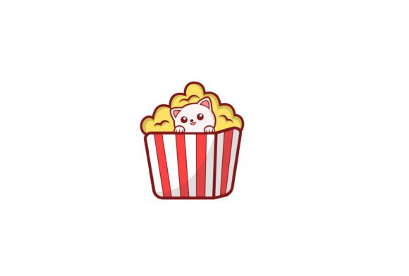 Cat Illustration Icon in Popcorn
