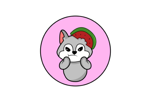 Cute Animal Cat with Watermelon Ears