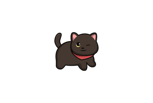 Cute Black Cat Flashing Illustration