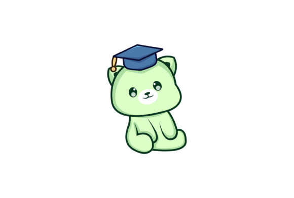 Cute Cat Graduation Hat Illustration