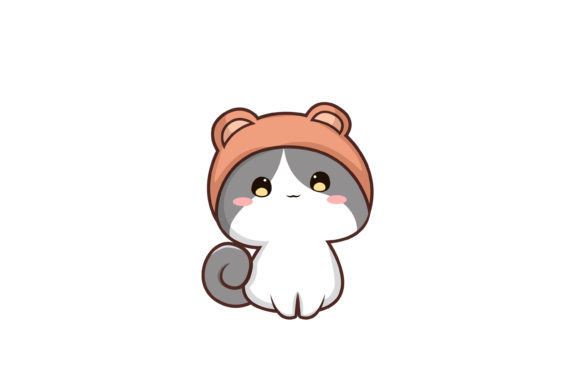 Cute Cat Illustration Wearing a Hat