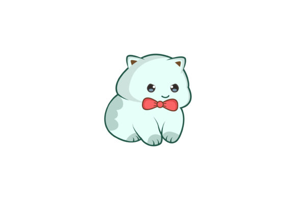 Cute White Cat Illustration