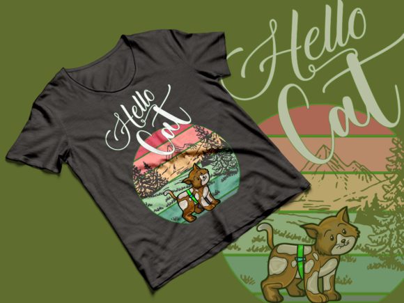 Hello Cat T Shirt Design