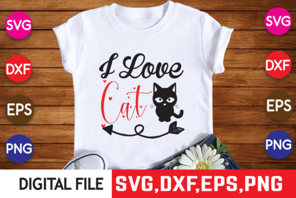 I Love Cat Design, Cat T-shirt Design