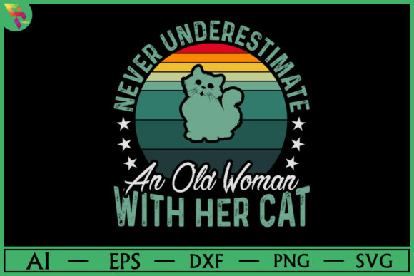 Old Women Cat Lover T Shirt Design