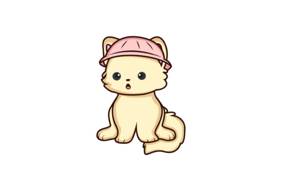 Round Hat Cute Cat Illustration