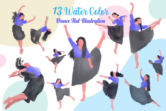 Watercolor Dance Flat Illustration